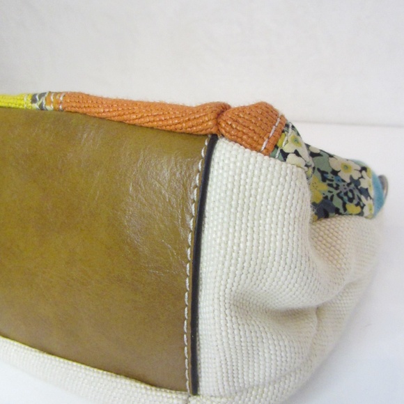 Relic Brand Woven Patchwork Floral Bamboo Handled Summer Handbag Snap Closure - Picture 7 of 13